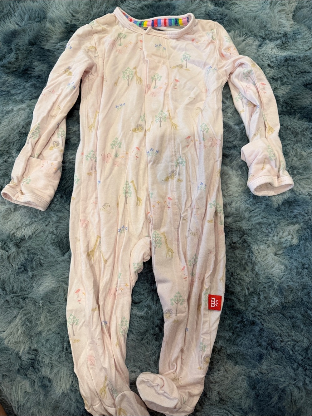 Magnetic Me Light Pink Footed One-Piece with Woodland Animal Print